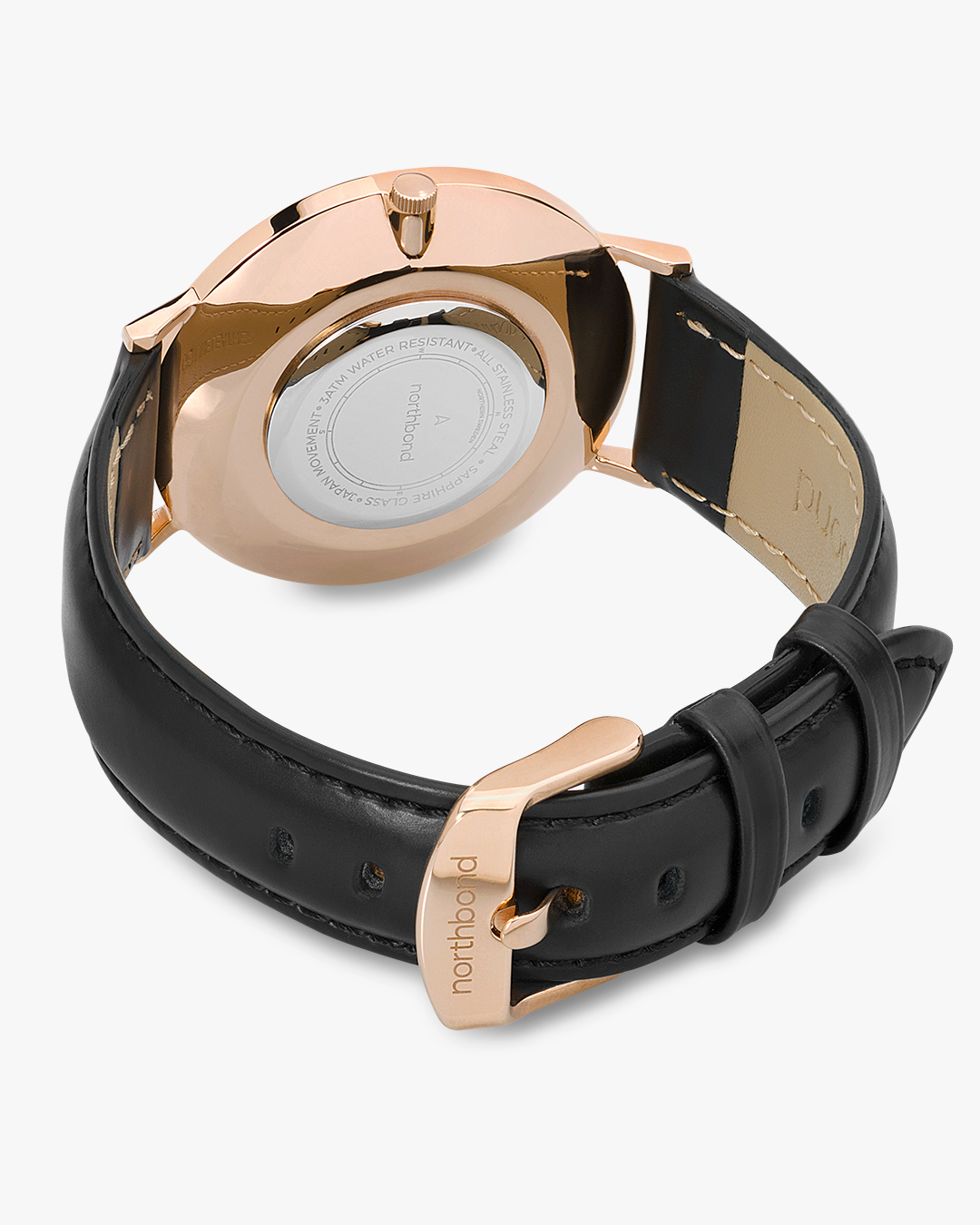 onyx watch rose gold black leather